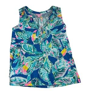 Lilly Pulitzer 100% Cotton Tropical Multicolor Sleeveless Top